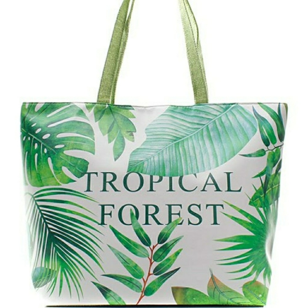 FUN GREEN CANVAS TROPICAL TOTE/CARRY BAG